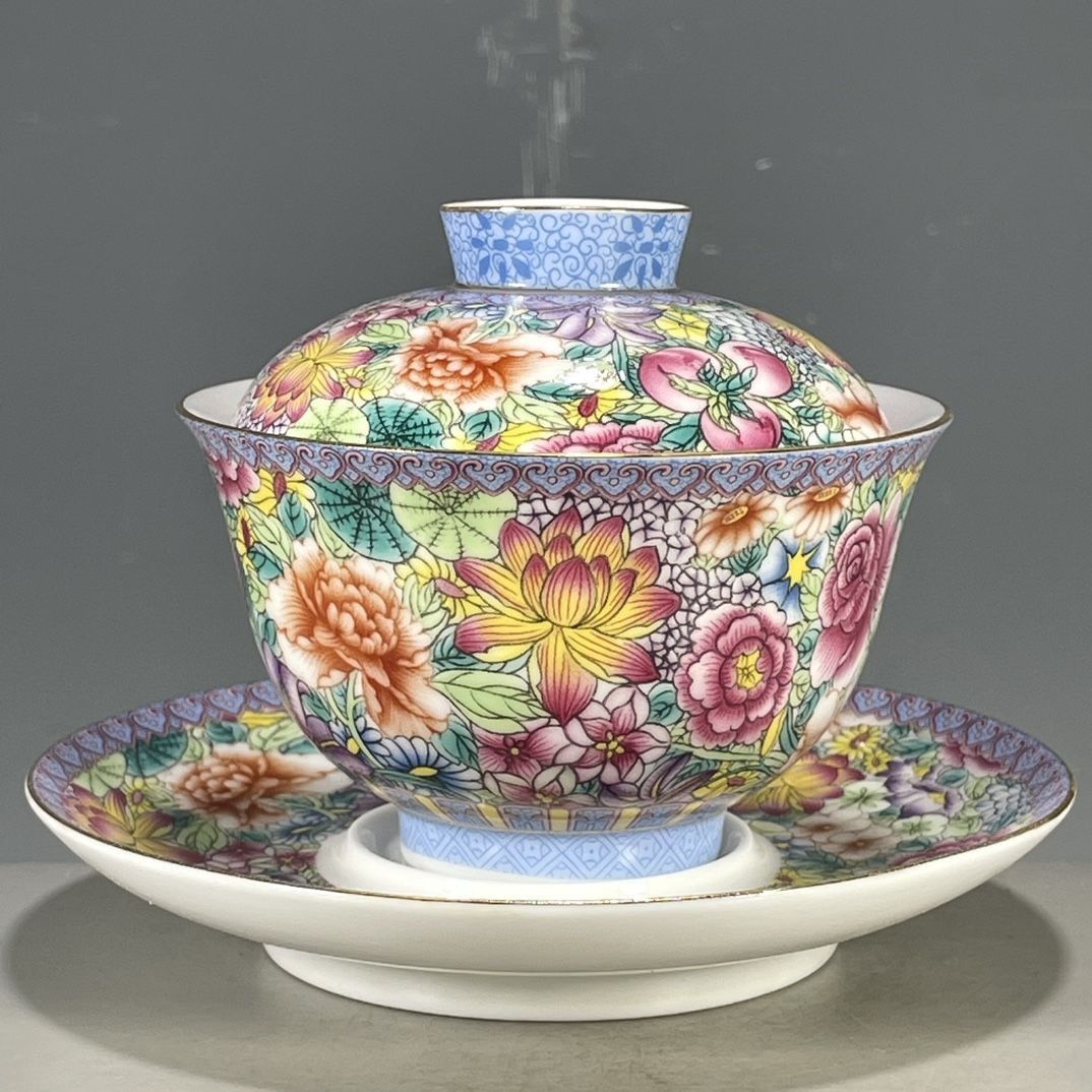 Vintage Collectible Pottery - Gaiwan da tè cinese vintage in