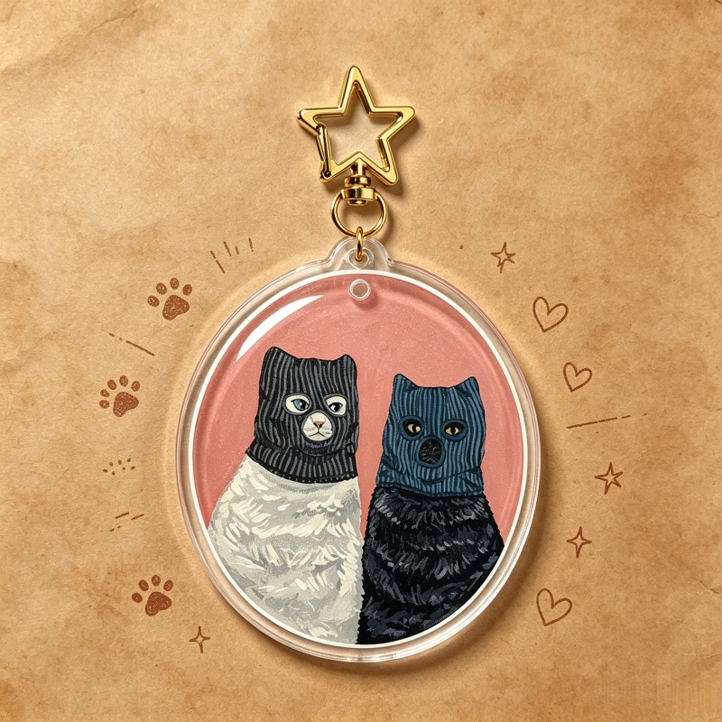 Vintage Cartoon Collectible - Portachiavi in acrilico con gatti che