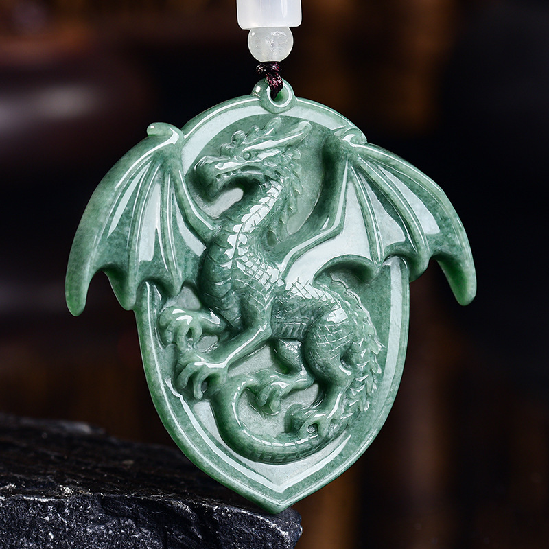 Vintage Necklace - Collana con Pendente Drago in Giadeite
